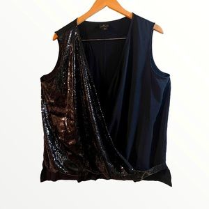 Worthington Sequin Sleeveless Crossover Blouse